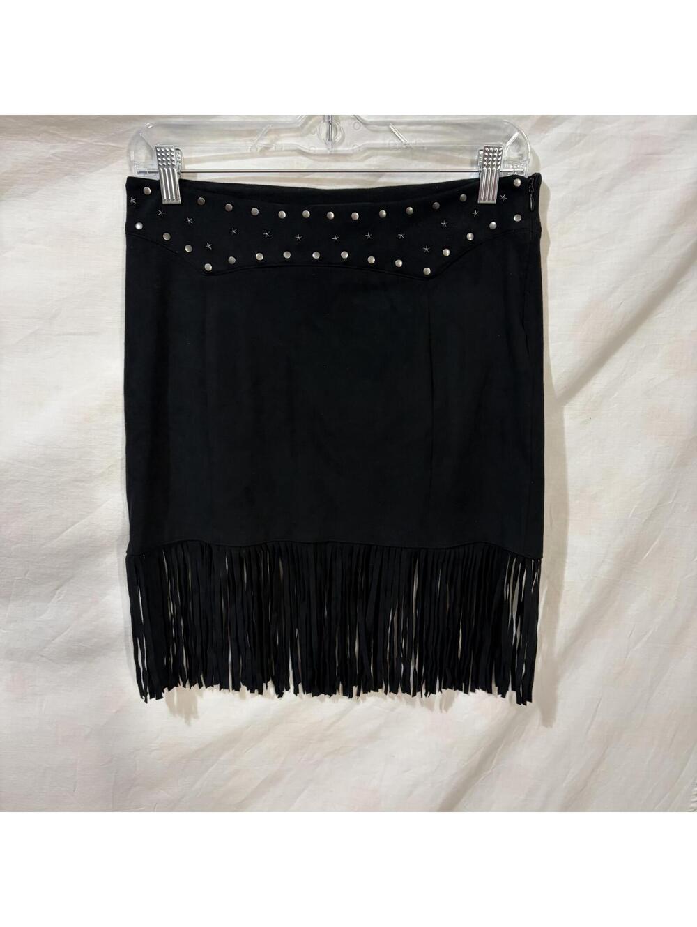 Fringed embellished western goth cowboy style skirt sz small by Idyllwind